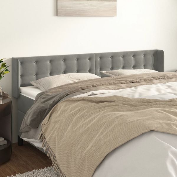 vidaXL Čelo postele so záhybmi bledosivé 203x16x78/88 cm zamat