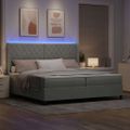 vidaXL Posteľ s pružinovým rámom s LED Svetlosivá 200 x 200 cm Zamat