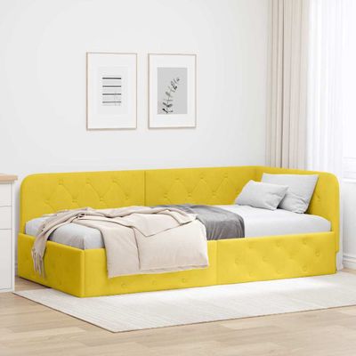 vidaXL Rohový rám postele Žltá 90 x 190 cm Zamat