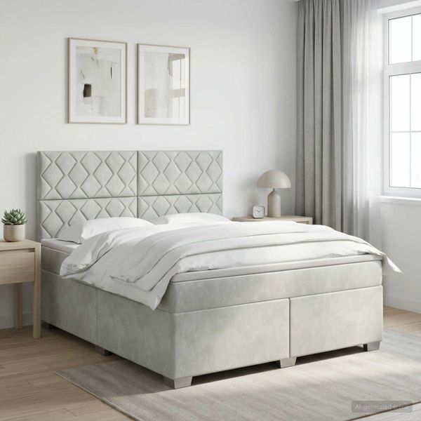 vidaXL Posteľ boxspring s matracom Svetlosivá 140 x 190 cm Zamat