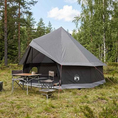 vidaXL Tipi stan 8-miestny Hnedá Šedá Polyester a oceľ