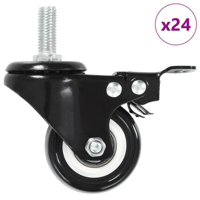 vidaXL Otočné kolieska s brzdou 24 ks, 50 mm