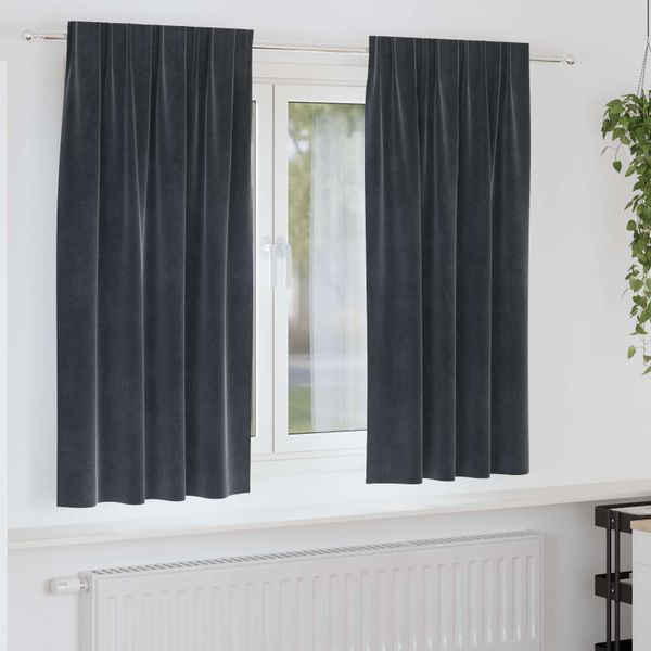 vidaXL Zatemňovacie závesy 2 pcs Tmavo šedá 140 x 175 cm Zamat