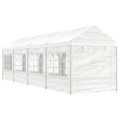 vidaXL Altánok so strechou, biely 8,92x2,28x2,69 m, polyetylén