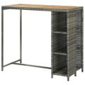 vidaXL Barový stolík s úložným regálom sivý 120x60x110 cm polyratan