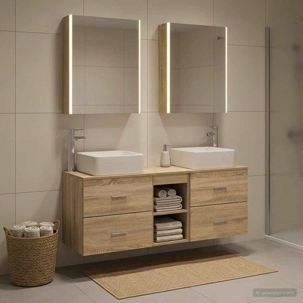 vidaXL Sada kúpeľňového nábytku 5 pcs Dub sonoma