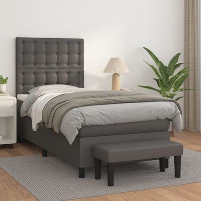 vidaXL Boxspring posteľ s matracom sivá 90x200 cm umelá koža