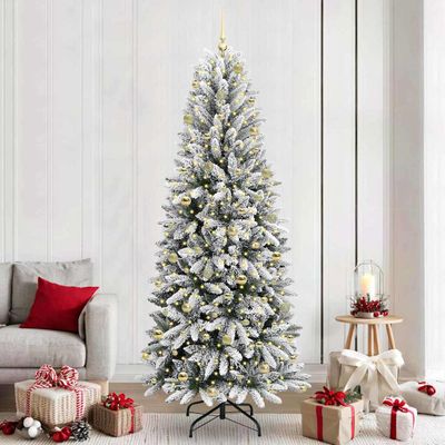 vidaXL Umelý vianočný stromček Biela 240 cm PVC a plast a oceľ a PE
