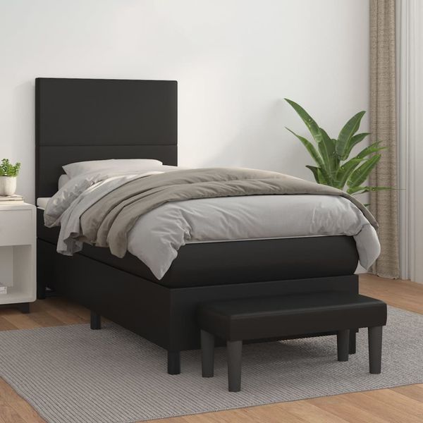 vidaXL Boxspring posteľ s matracom čierna 100x200 cm umelá koža