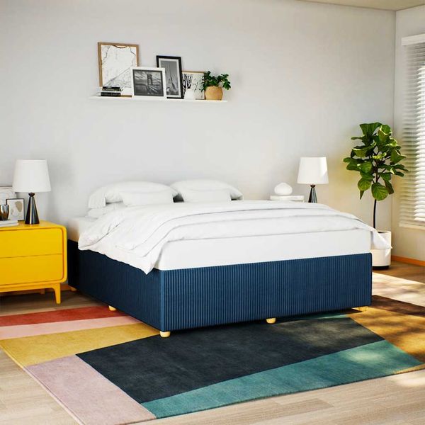 vidaXL Posteľ bez matraca modrá 200x200 cm látka