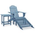 vidaXL Záhradná stolička Adirondack s otomanom a stolíkom jedľový masív modrá