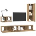 vidaXL Nástenný TV kabinet 4 ks Remeselný dub Kompozitné drevo