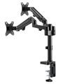 Neomounts DS70-750BL2/Držák displeje/tyč na stůl/17-27"/svorka/VESA 100X100/nosn. 2x7kg/plynový píst/2 displeje/černý Držák, VESA, stolní, pro 2 ploché monitory, úhloprícka 17"-27", náklon, otácení, rotace, nosnost 14kg, cerný