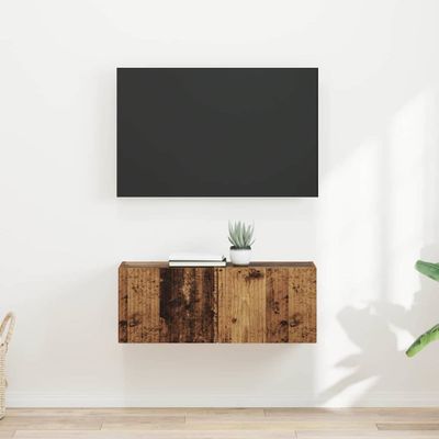 vidaXL TV nástenná skriňa Nástenný 2 pcs Staré drevo 39 x 31 x 29,5 cm