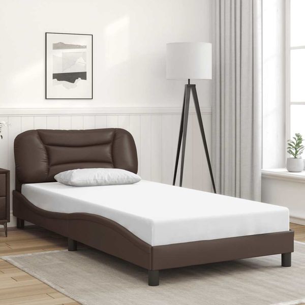 vidaXL Rám postele bez matraca Hvar hnedý 100x200 cm umelá koža