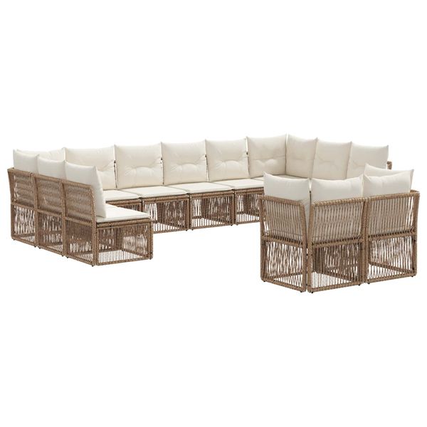 vidaXL Súprava záhradných pohoviek 12 pcs Béžová polyratan