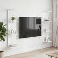 vidaXL Stenná polica 2 ks Biela 25 x 15 x 100 cm Kompozitné drevo