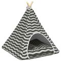 vidaXL Psí teepee s vankúšom Biela a šedá 60 x 60 x 70 cm Polyester