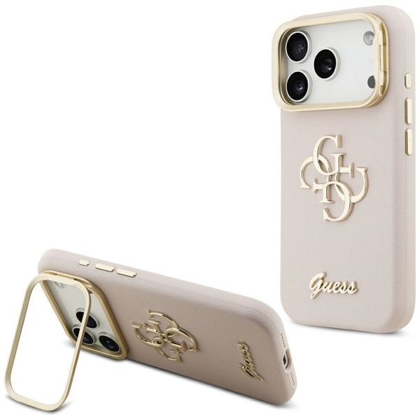 Puzdro Guess Grained Big 4G & Stand Camera pre iPhone 17 Pro ružové