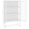 vidaXL Vysoká skrinka biela 80x35x135 cm oceľ a tvrdené sklo