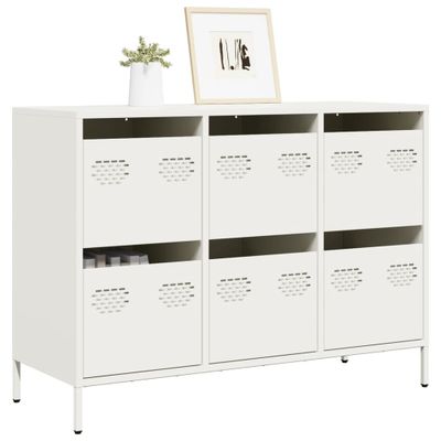 vidaXL Komoda biela 101,5x39x73,5 cm oceľ valcovaná za studena