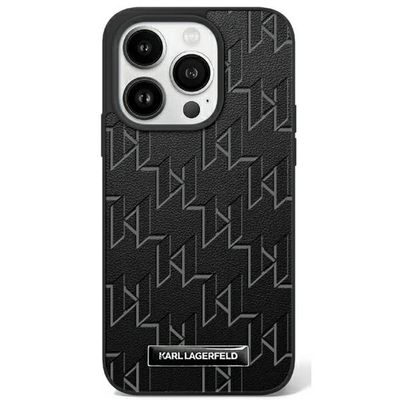 Puzdro Karl Lagerfeld pre iPhone 16 Pro Max 6,9" KLHMP16XPKHPORPK čierna Koža Hard Leather Monogram Metal Logo MagSafe