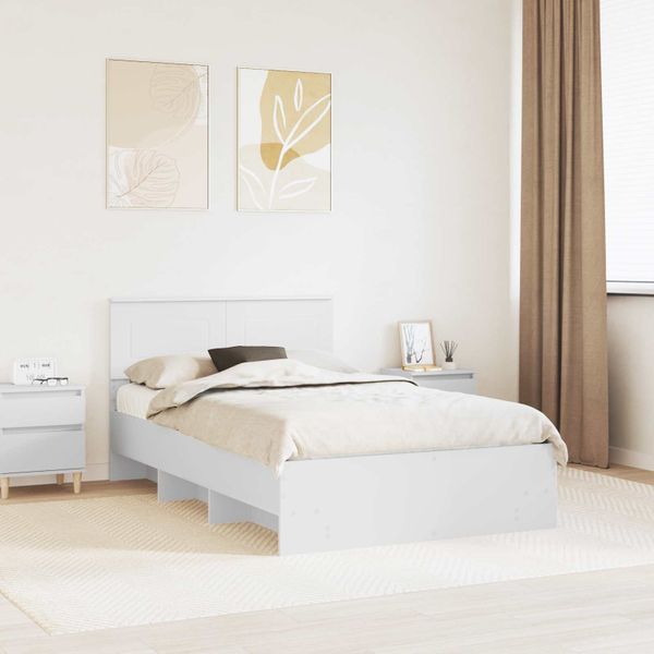 vidaXL Rám postele s čelnou doskou Biela 120 x 123 cm Kompozitné drevo