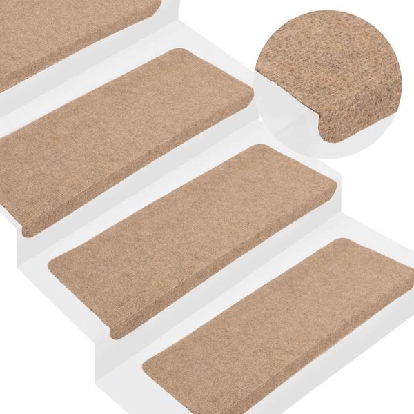vidaXL Samolepiace nášľapy na schody 15 ks 65x24,5x3,5 cm béžové