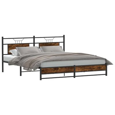 vidaXL Posteľný rám bez matraca dymový dub 160x200 cm kompozitné drevo