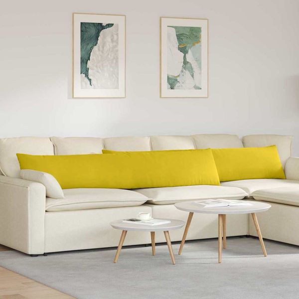 vidaXL Vankúše na pohovku 2 pcs Žltá 200 x 40 cm Kordúrová tkanina