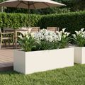 vidaXL Záhradný kvetináč Biela 100 x 30 x 30 cm Studený valcovaný oceľ
