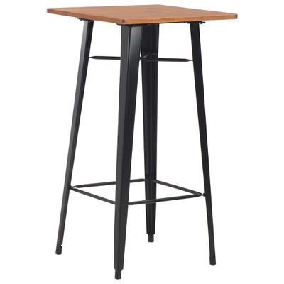 vidaXL Barový stôl čierny 60x60x108 cm borovicové drevo a oceľ