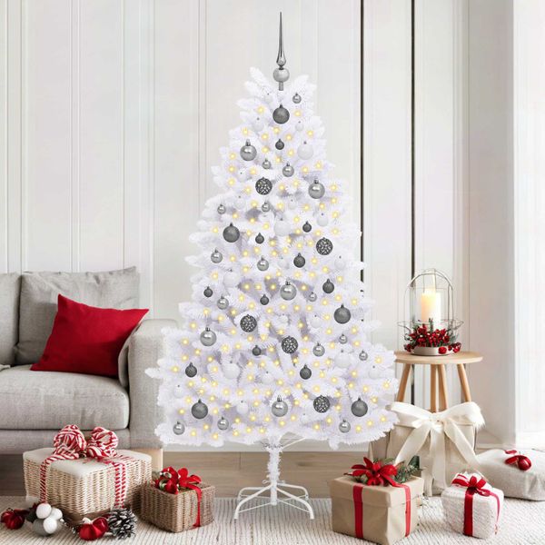 vidaXL Umelý vianočný stromček Biela 90 x 90 x 180 cm PVC a kov