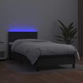 vidaXL Boxspring posteľ s matracom a LED čierna 80x200 cm umelá koža