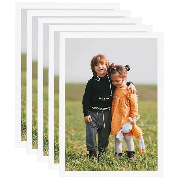 vidaXL Fotorámiky na stenu alebo stôl 5 ks biele 29,7x42 cm MDF