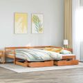 vidaXL Vysúvacia denná posteľ zásuvky voskovohnedá 90x190 cm borovica