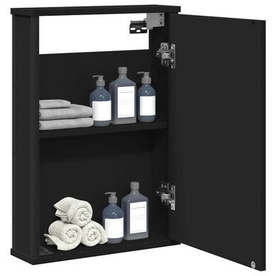 vidaXL Kúpeľňová skrinka so zrkadlom čierna 42x12x60cm kompozit. drevo