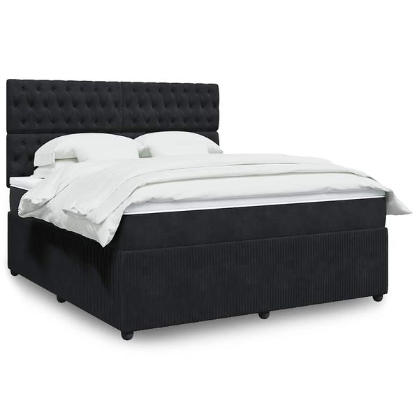 vidaXL Posteľný rám boxspring s matracom čierny 180x200 cm zamat