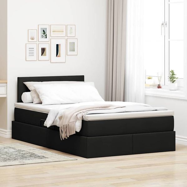 vidaXL LED úložná posteľ s matracom Čierna 120 x 190 cm Látka