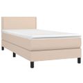 vidaXL Boxspring posteľ matrac a LED kapučínová 90x200 cm umelá koža