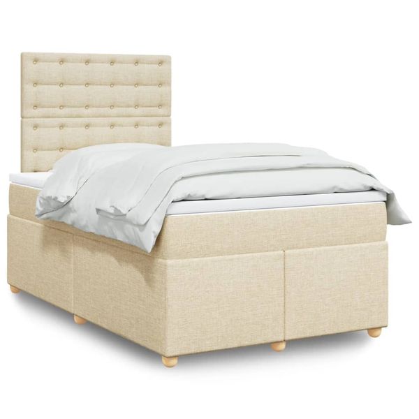 vidaXL Boxspring posteľ s matracom krémový 120x200 cm látka