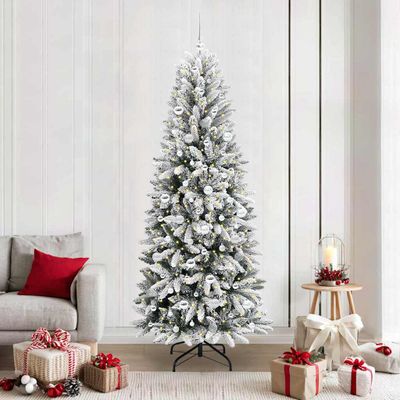 vidaXL Umelý vianočný stromček Biela 210 cm PVC a plast a oceľ a PE