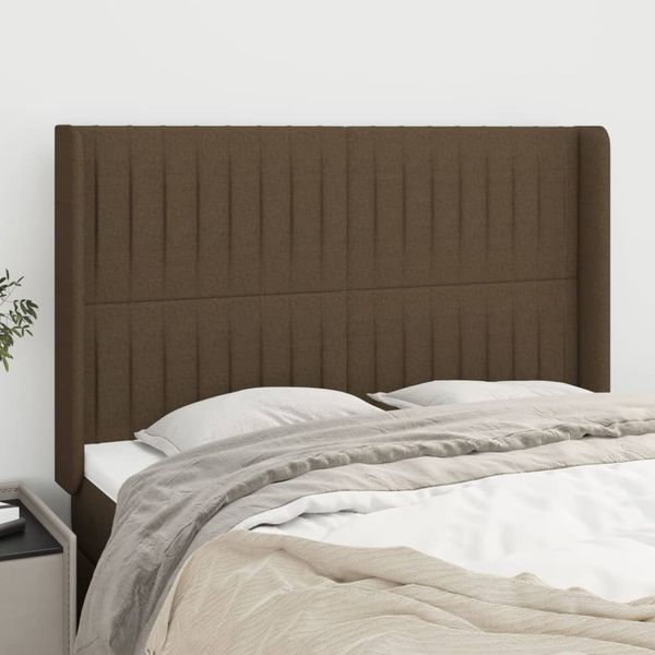 vidaXL Čelo postele so záhybmi tmavohnedé 147x16x118/128 cm látka