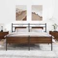 vidaXL Kovový posteľný rám bez matraca hnedý dub 180x200 cm