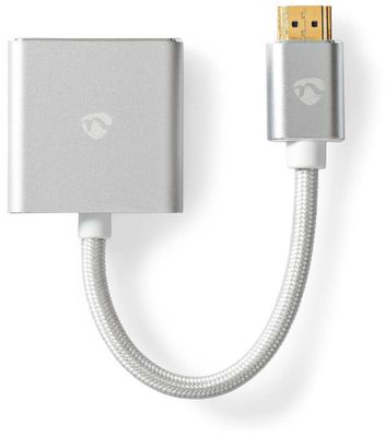 NEDIS PROFIGOLD adaptér HDMI/VGA/ konektor HDMI - VGA zásuvka/ hliník/ strieborný/ BOX/ 20cm Adaptér, zástrčka HDMI, zásuvka VGA, zásuvka 3,5mm jack, hliník, strieborný, box, 20cm