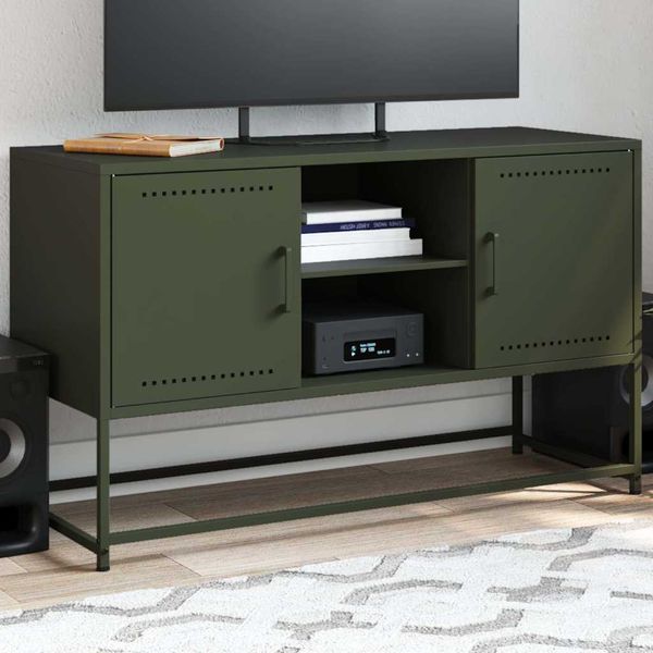 vidaXL TV skrinka olivovozelená 100,5x39x60,5 cm oceľ