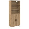 vidaXL Highboard Remeselný dub 69,5 x 32,5 x 180 cm Kompozitné drevo