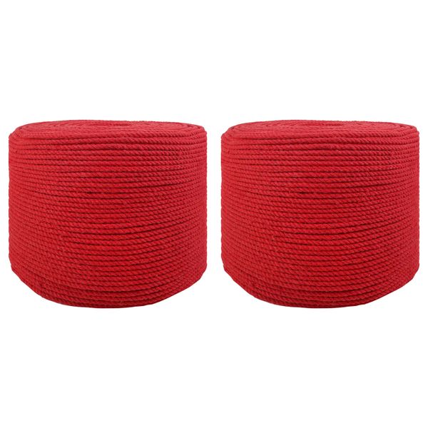 vidaXL Lano 2 pcs Červená Bavlna