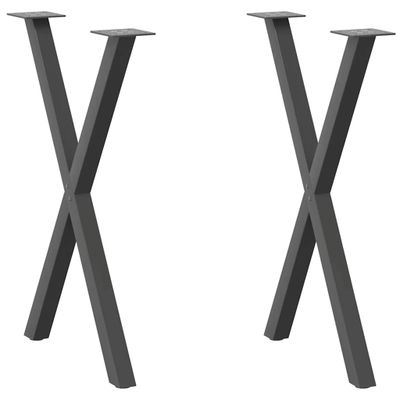 vidaXL Nohy k jedálenskému stolu v tvare X, 2 ks, antracitové, 57 x (72-73) cm, oceľ