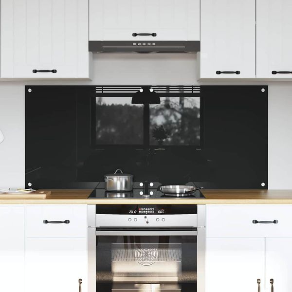 vidaXL Kuchynský obklad 2 pcs Čierna 70 x 60 cm tvrdené sklo